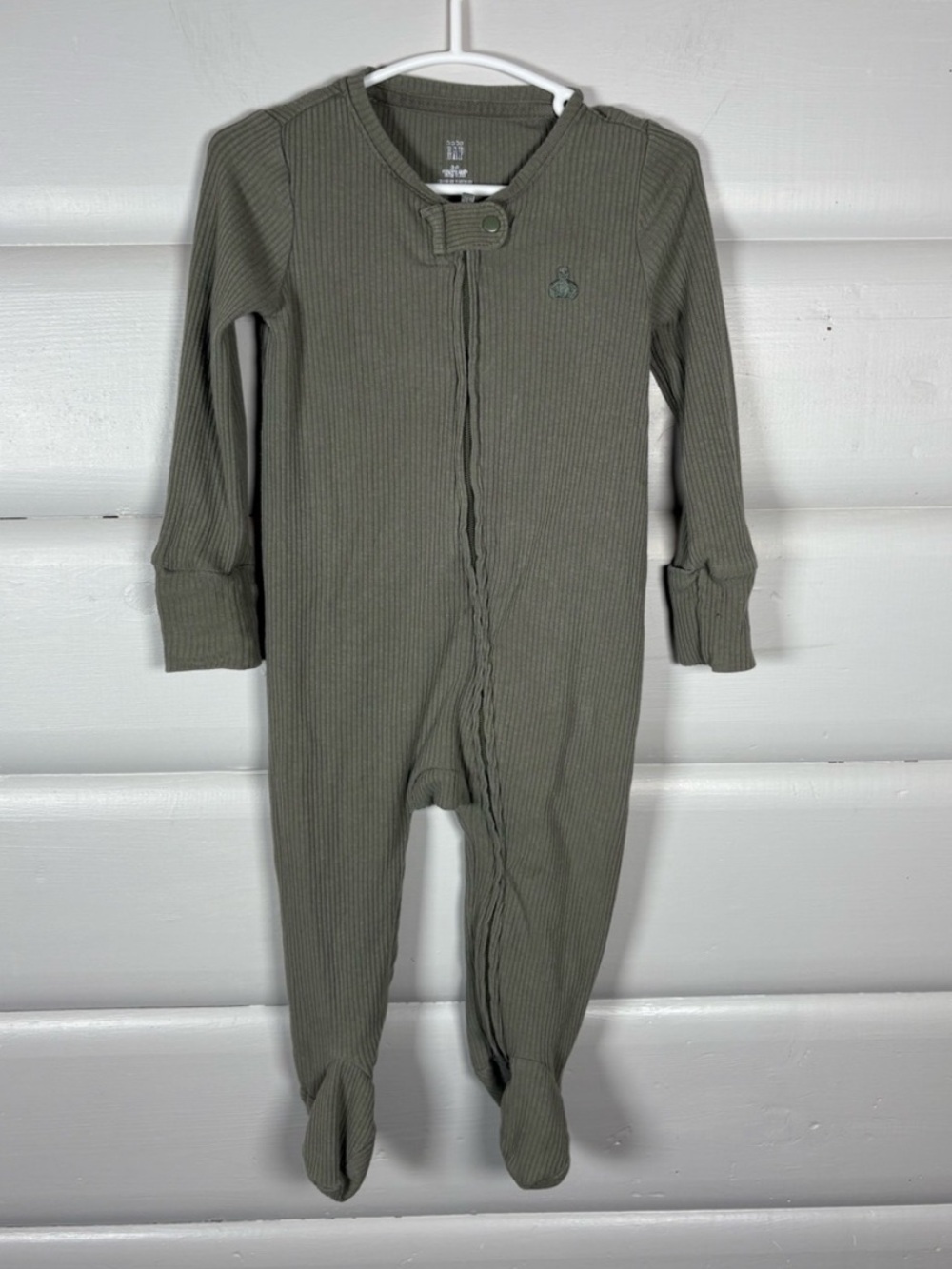 3/$25 Baby GAP Ribbed Double Zip Footed Sleeper Sage Green 6-9 Months
